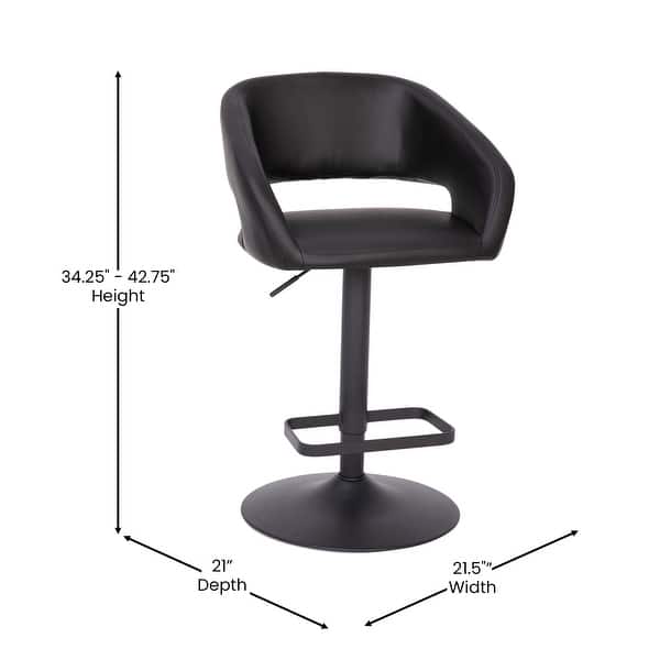 dimension image slide 1 of 18, Vinyl Adjustable Height Barstool with Rounded Mid-Back