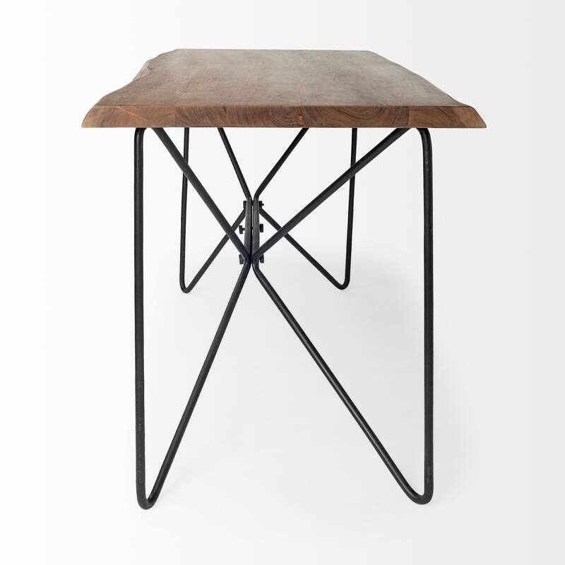 Papillion IV Natural Solid Wood w/Live Edge & Iron Base Desk