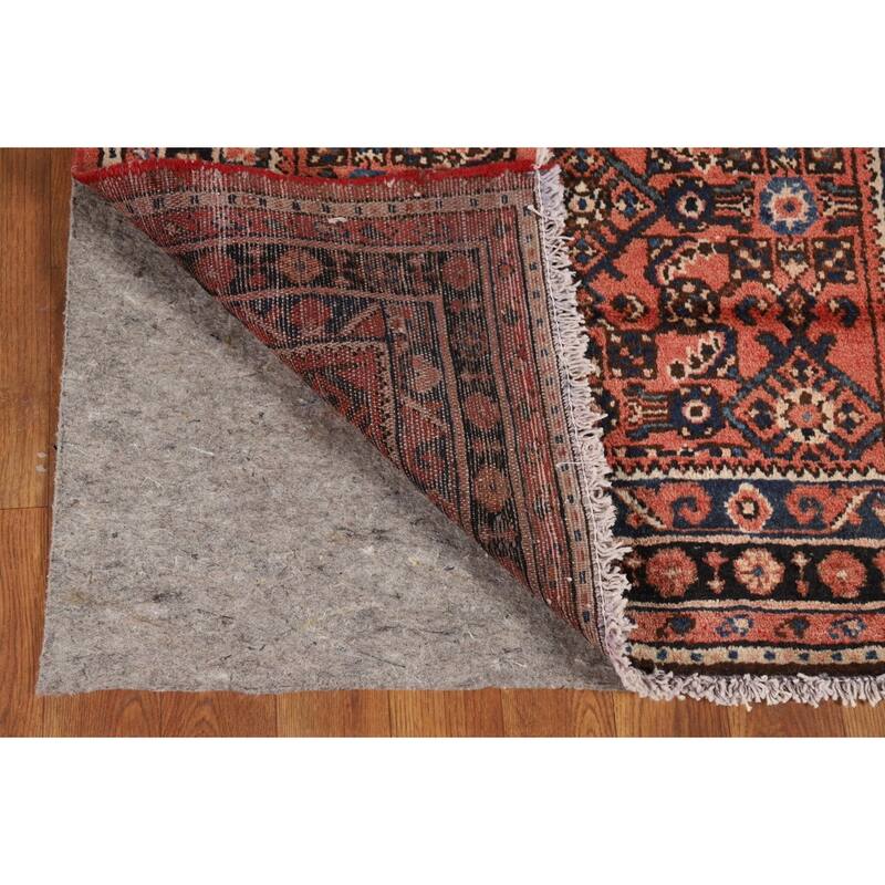 All-Over Geometric Hamedan Persian Runner Rug Handmade Wool Carpet - 2'8" x 9'9"