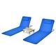 preview thumbnail 3 of 14, 3 Pieces Beach Lounge Chair Mat Set 2 Adjustable Lounge Chairs with Table Stripe - 60" x 22" x 10.5"-18.5" (L x W x H) Blue