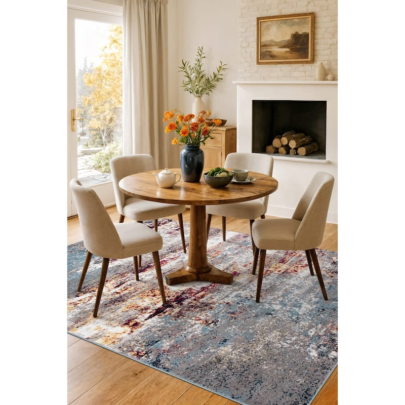World Rug Gallery Distressed Abstract Watercolor Area Rug