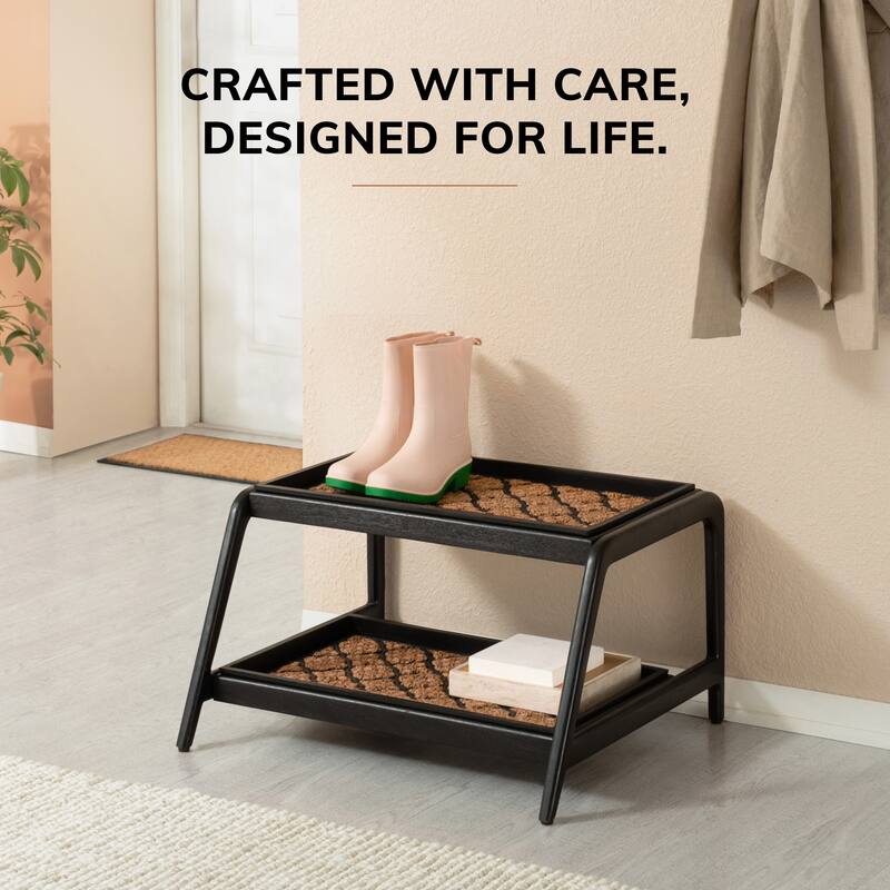 Jani Double-Tier Black Stand 2-Pair Rubber Boot Trays