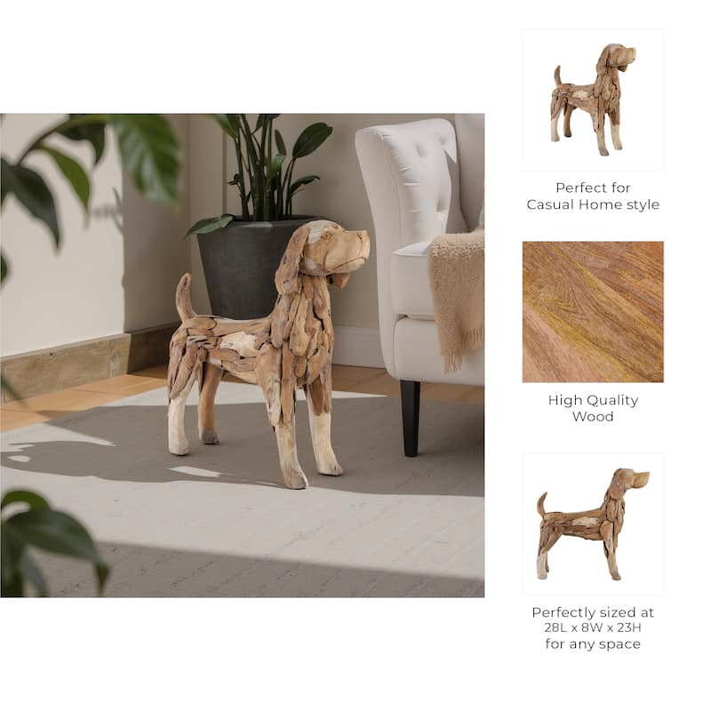 Driftwood Hound Beagle Dog Sculpture Decorative Art - 28" Brown - 28" x 8" x 23"