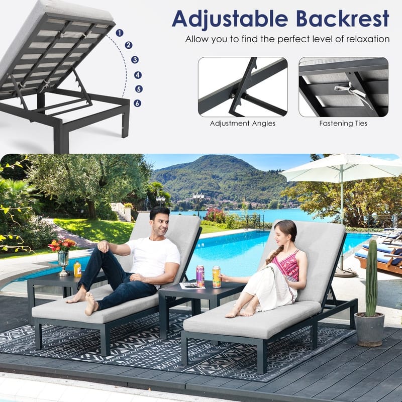 FINCATI Aluminum Outdoor Patio Furniture Conversation Sectional Sofa Set