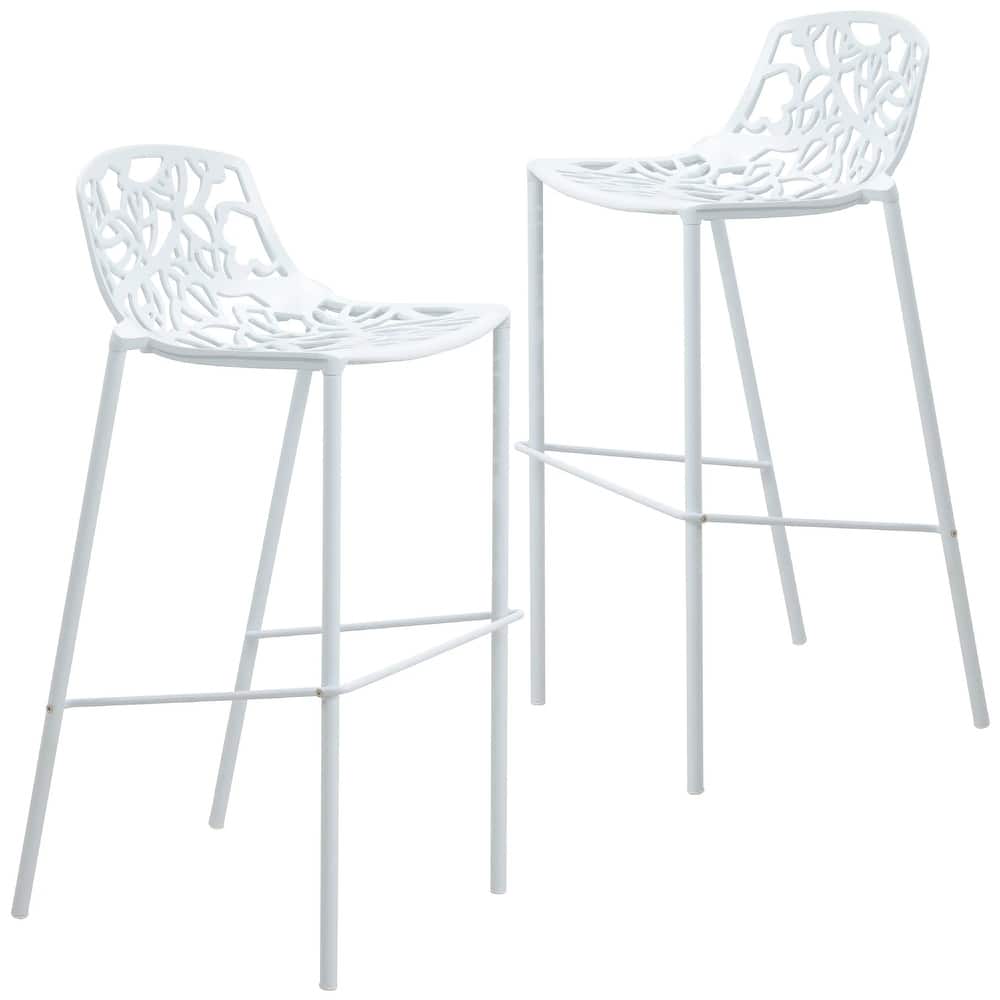 Devon Modern Aluminum Bar Stool - Mid-Century Counter Stool with Backrest and Powder-Coated Legs for Kitchen or Dining Set of 2