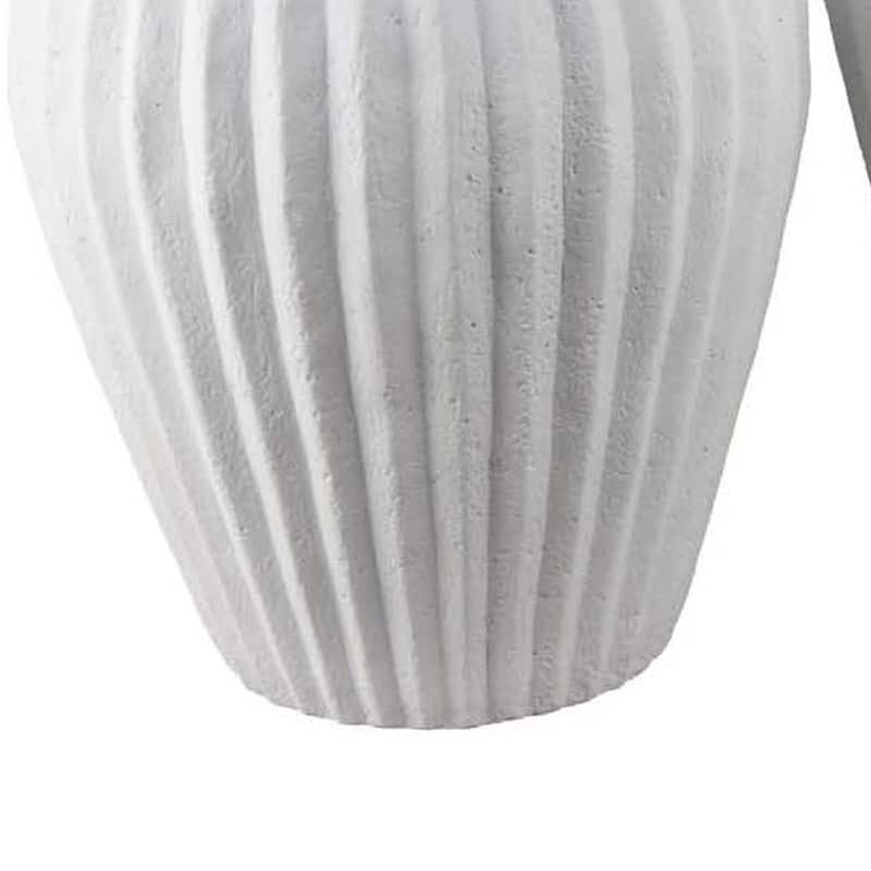 Accent Bowl Planter Set of 2, Ribbed Edges, White Terracotta, 14, 11