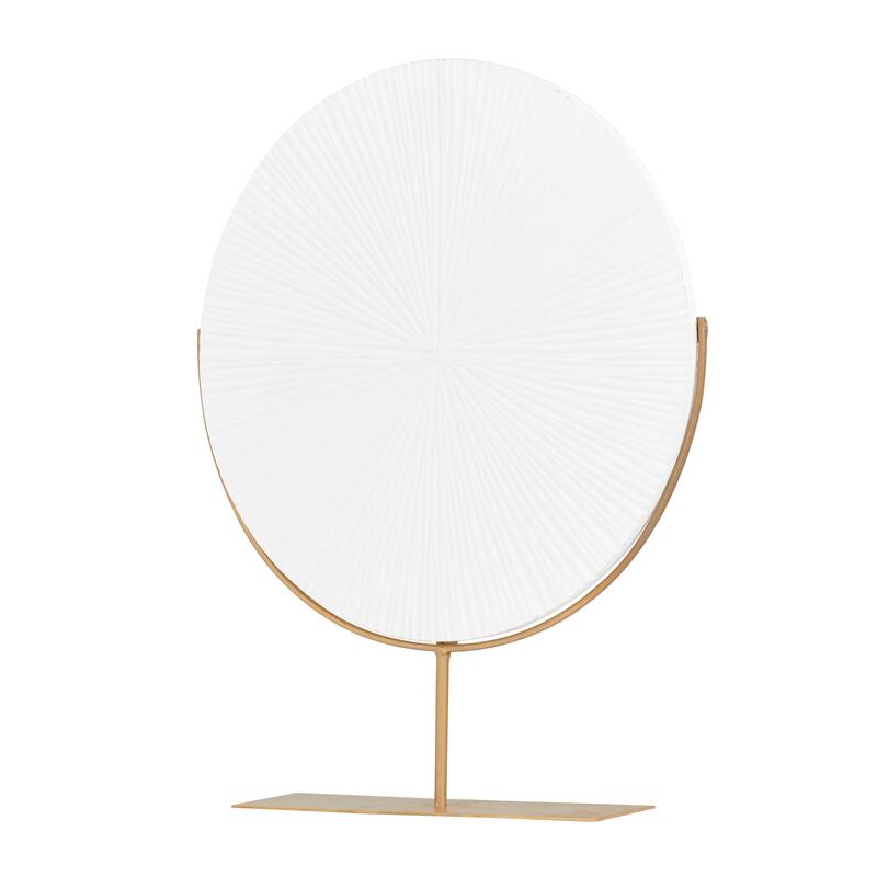 Metal Wood Starburst Carved Sculpture with Stand - Gold, Black, White - CosmoLiving by Cosmopolitan