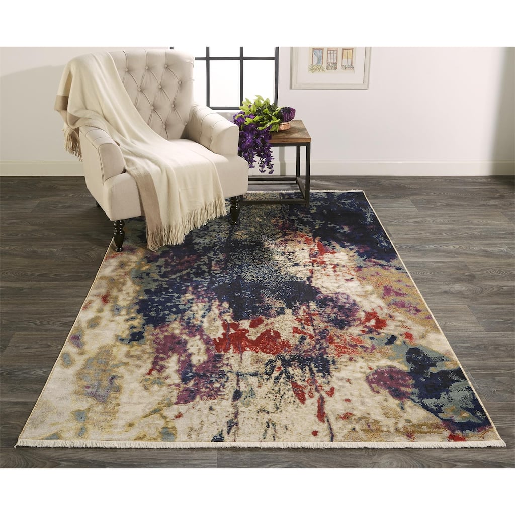 Tessina Abstract Print Rug, Blue/Purple Splatter, Area Rug