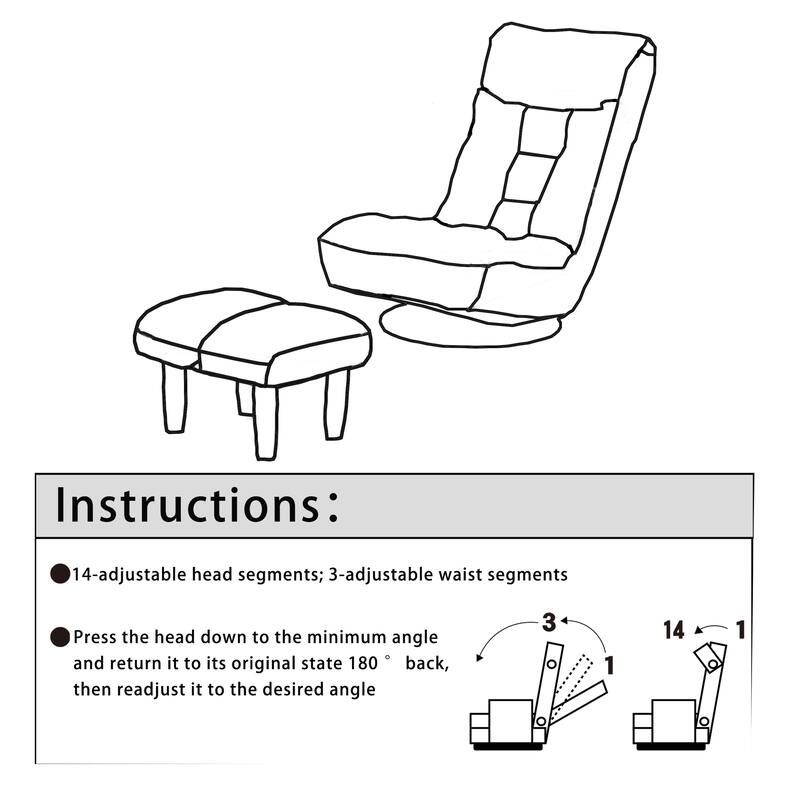 Beige Boucle Upholstered 360° Swivel Armless Manual Leisure Recliner Set with Ottoman, Adjustable Headrest and Backrest