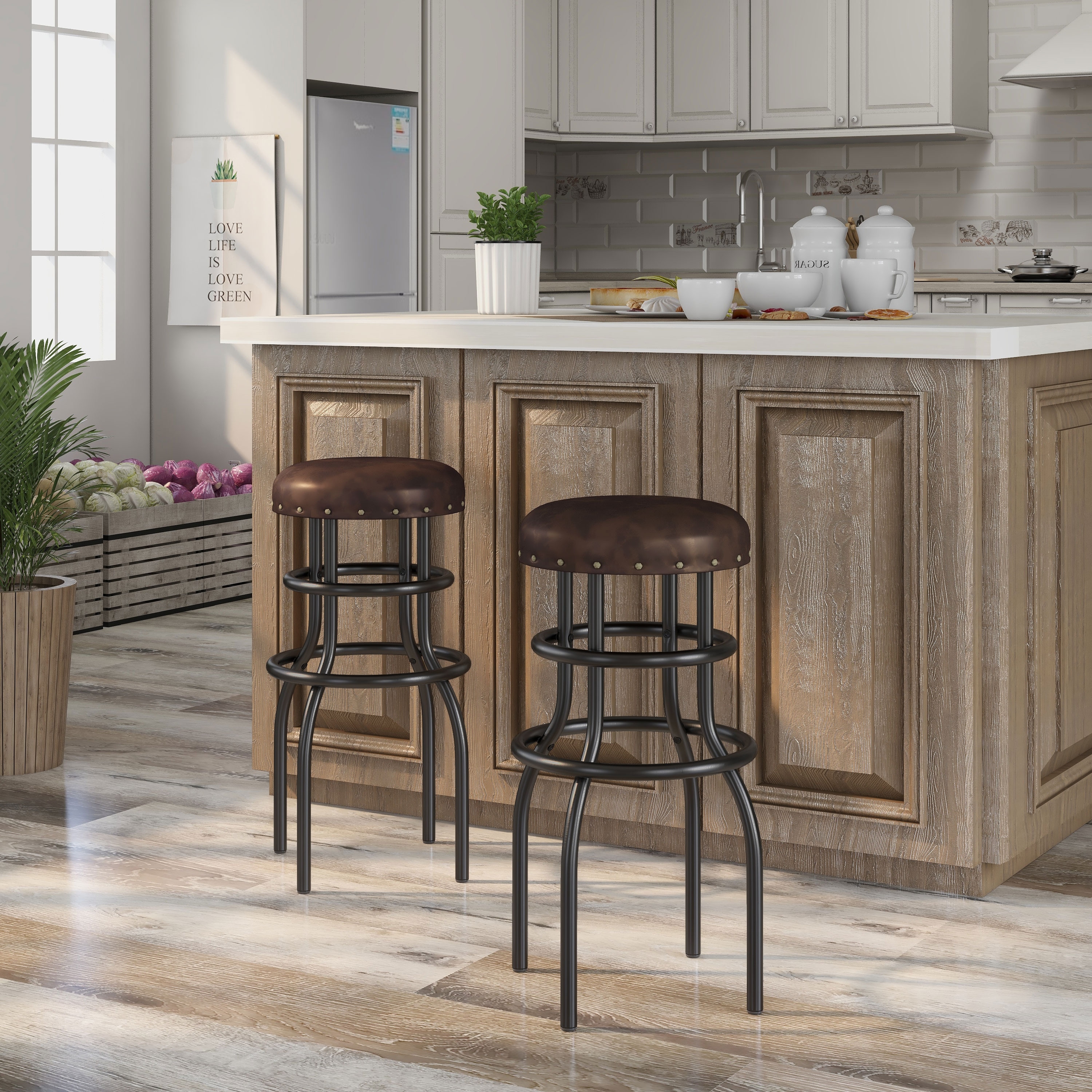 Vigo Rustic Bronze Metal Counter Height Barstool by Furniture of