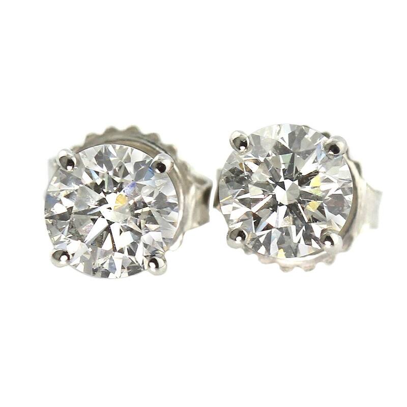 Auriya Platinum 1 1/2ct TDW Round Hearts & Arrows Diamond Stud Earrings by Auriya (J-K, SI1-SI2) - White