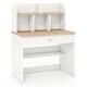 preview thumbnail 1 of 3, Wooden Children School Study Table Kids Desk w/ Hutch Storage Shelves White