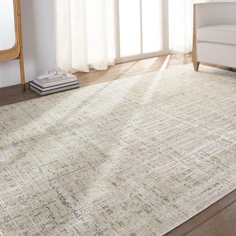 Sovis Abstract Light Gray/ Ivory Area Rug
