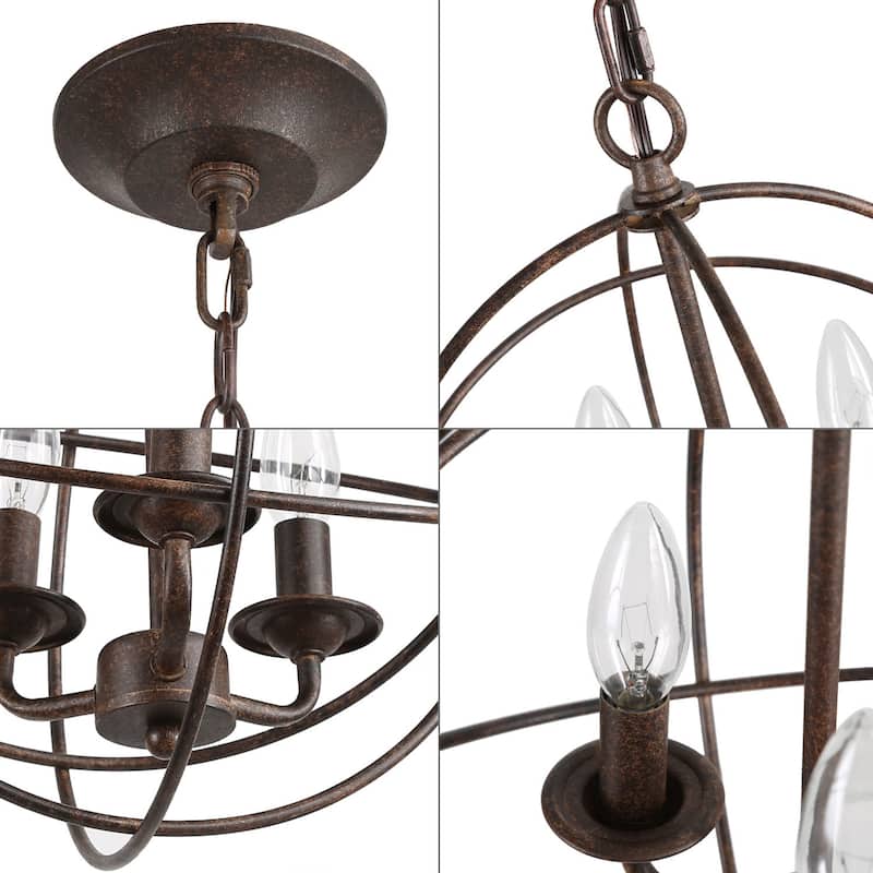 Carbon Loft Modern Industrial Metal 3-Light Orb Pendant for Living Room - W12"xH14"