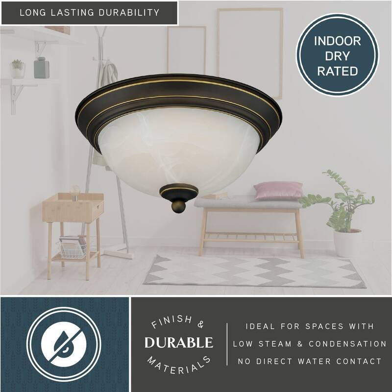 Stevens 2-Pack LED Transitional Flush Mount Ceiling Light Fixture White Alabaster Glass