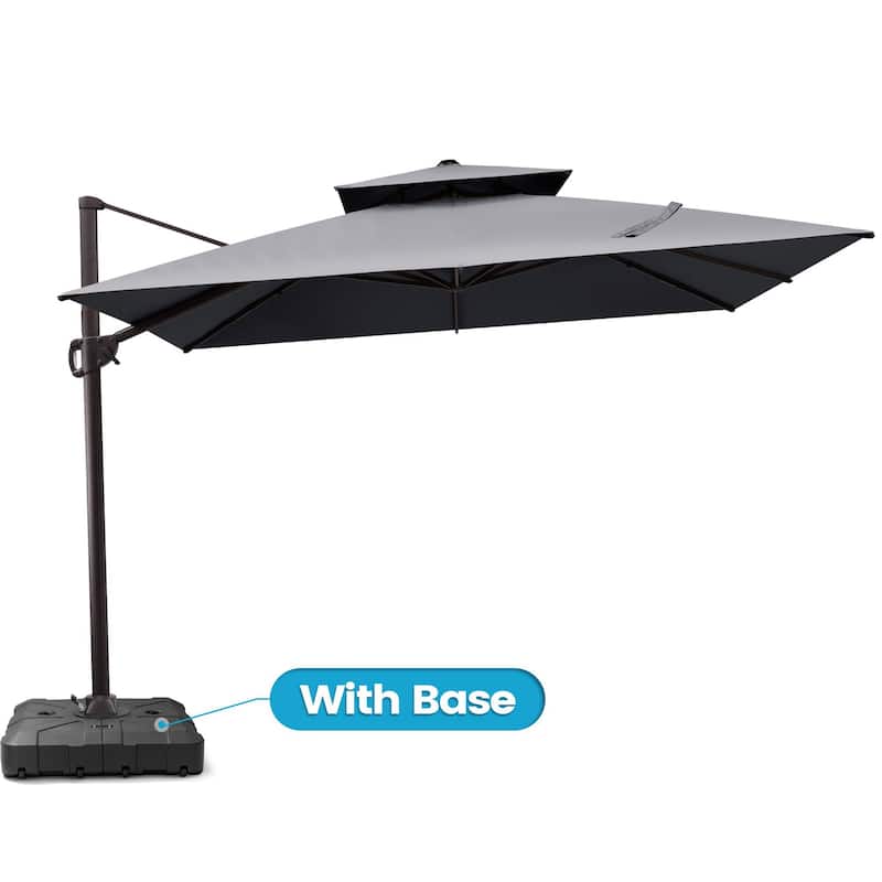 11 x 11 FT Outdoor 360 Degrees Rotation Patio Cantilever Umbrella with Base - Dark Grey