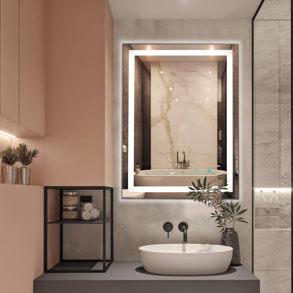 Frameless LED Bathroom Mirror with High Luminosity and Anti-Fog Technology, Wall-Mounted Rectangle Vanity Mirror