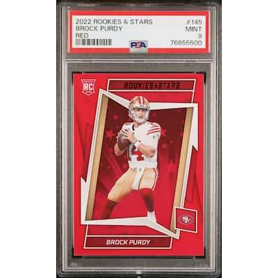 Brock Purdy 2022 Panini Rookies & Stars Red Rookie Card #145 Graded PSA 9 - 8'6" x 11'6"