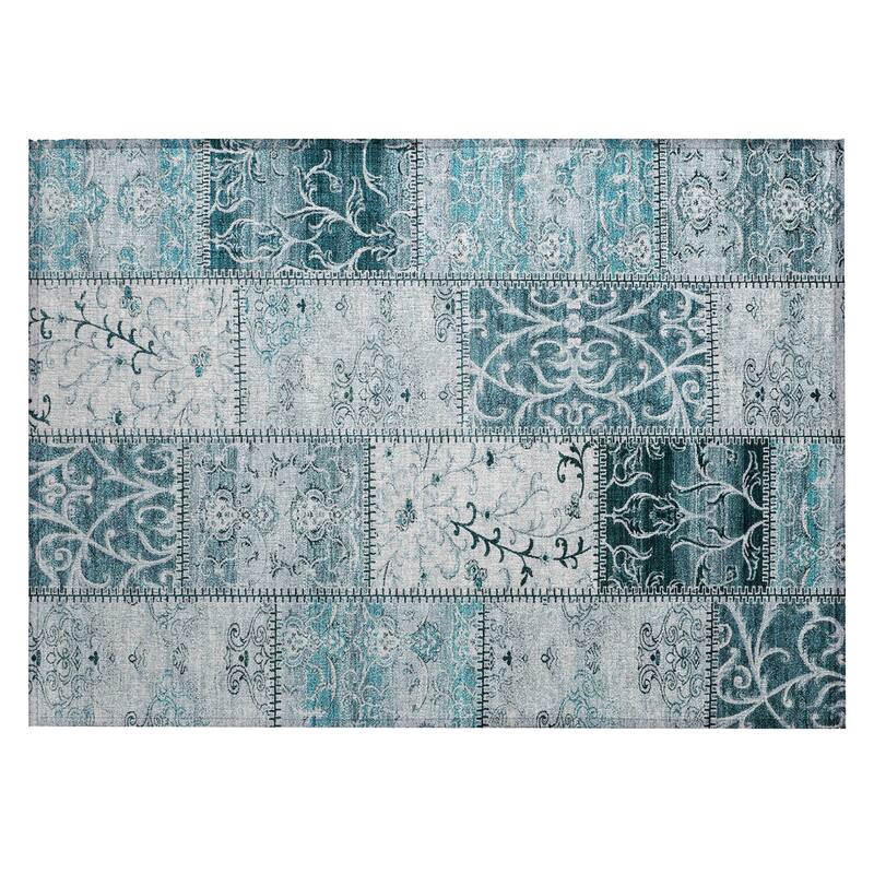 Alfifi Patchwork Weather Resistant Timeless Fusion Round Outdoor Rug