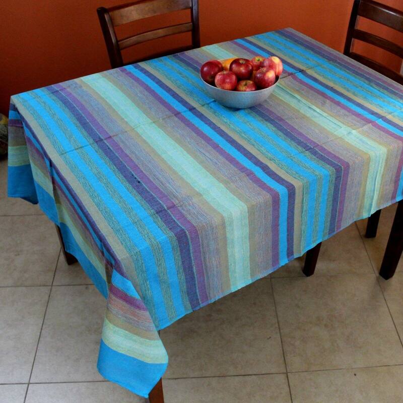 Striped Light weight Cotton Tablecloth Rectangle Red Blue Green