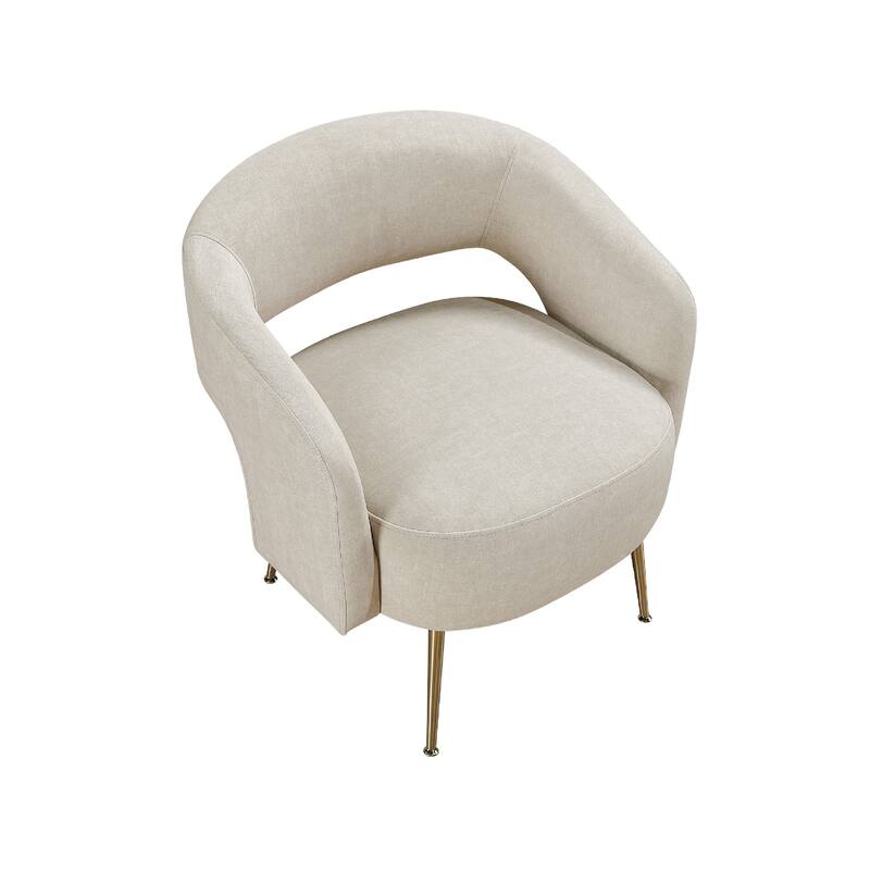 Noel Accent Chair, Curved Open Back, Taupe Brown Velvet, Gold Metal Legs