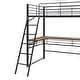 preview thumbnail 23 of 48, Loft Bed with 3 Layers of Shelves & L-Shaped Desk, Metal Loft Bed Frame with Safety Guardrails and Inclined Ladder