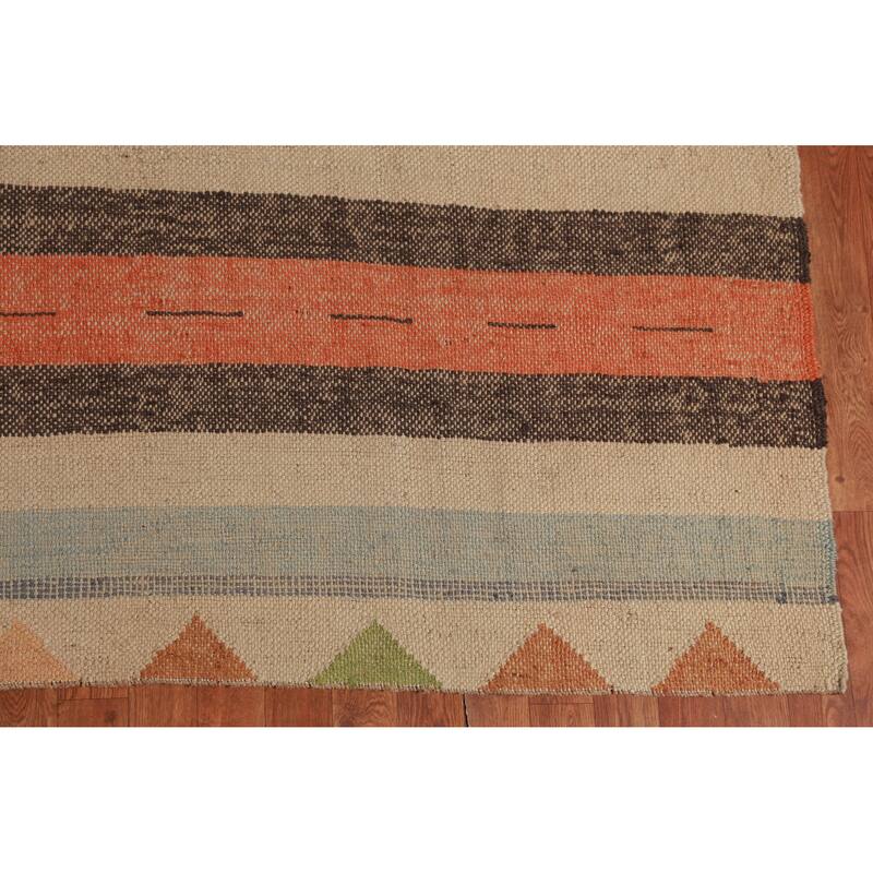 Hand Woven Oriental 100% Jute Carpet Southwestern Modern Multi-Colored Kilim Area Rug - 10' 5'' X 8' 3''