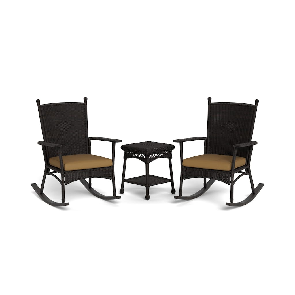 Portside Classic Dark Roast Rocking Chair Set (3-Piece)