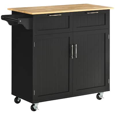 41" Modern Rolling Kitchen Island On Wheels(no include stool)