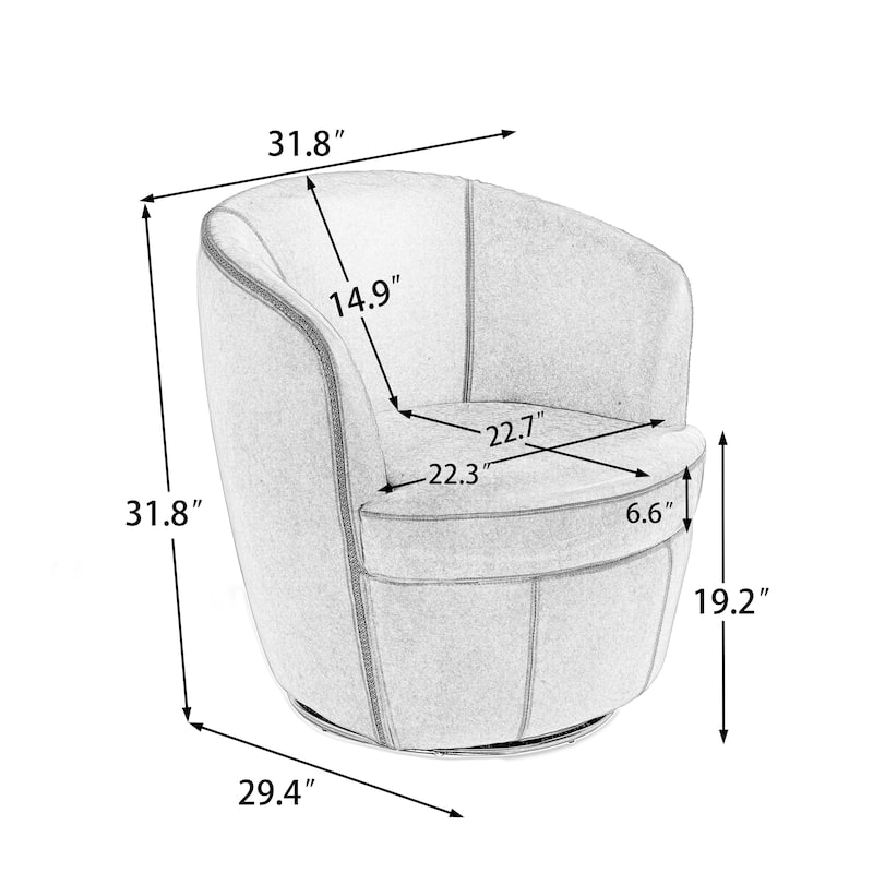 Modern Swivel Leather Accent Chair Upholstered Barrel Chair