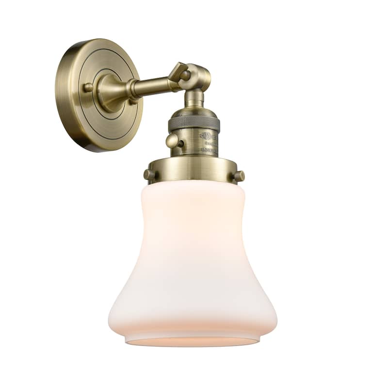 Innovations Lighting Bellmont Single Light 11" Tall Bathroom Sconce - - Antique Brass / Matte White