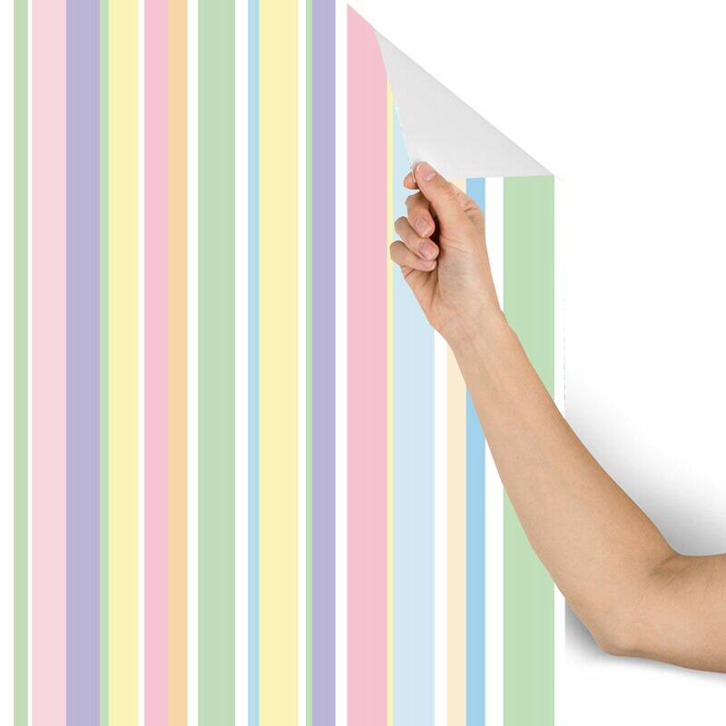 Multicolored Strips Removable Wallpaper - 10'ft H x 24''inch W