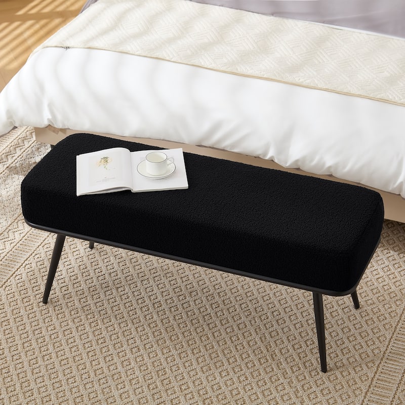 Fabric Upholstered Entryway Storage Bench, Bedroom Bench - 43.3"L x 16.54"W x 18.9"H
