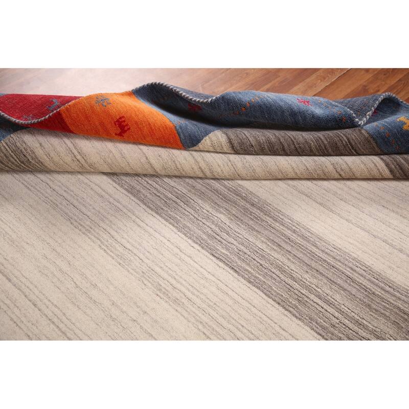 Gabbeh Indian Area Rug Hand-Knotted Wool Carpet - 8'3" x 9'8"