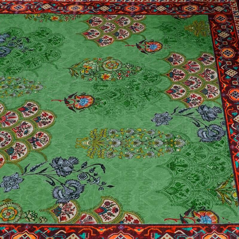 Rustic Chic Abstract Indoor Rug Anti-slip & Washable Green