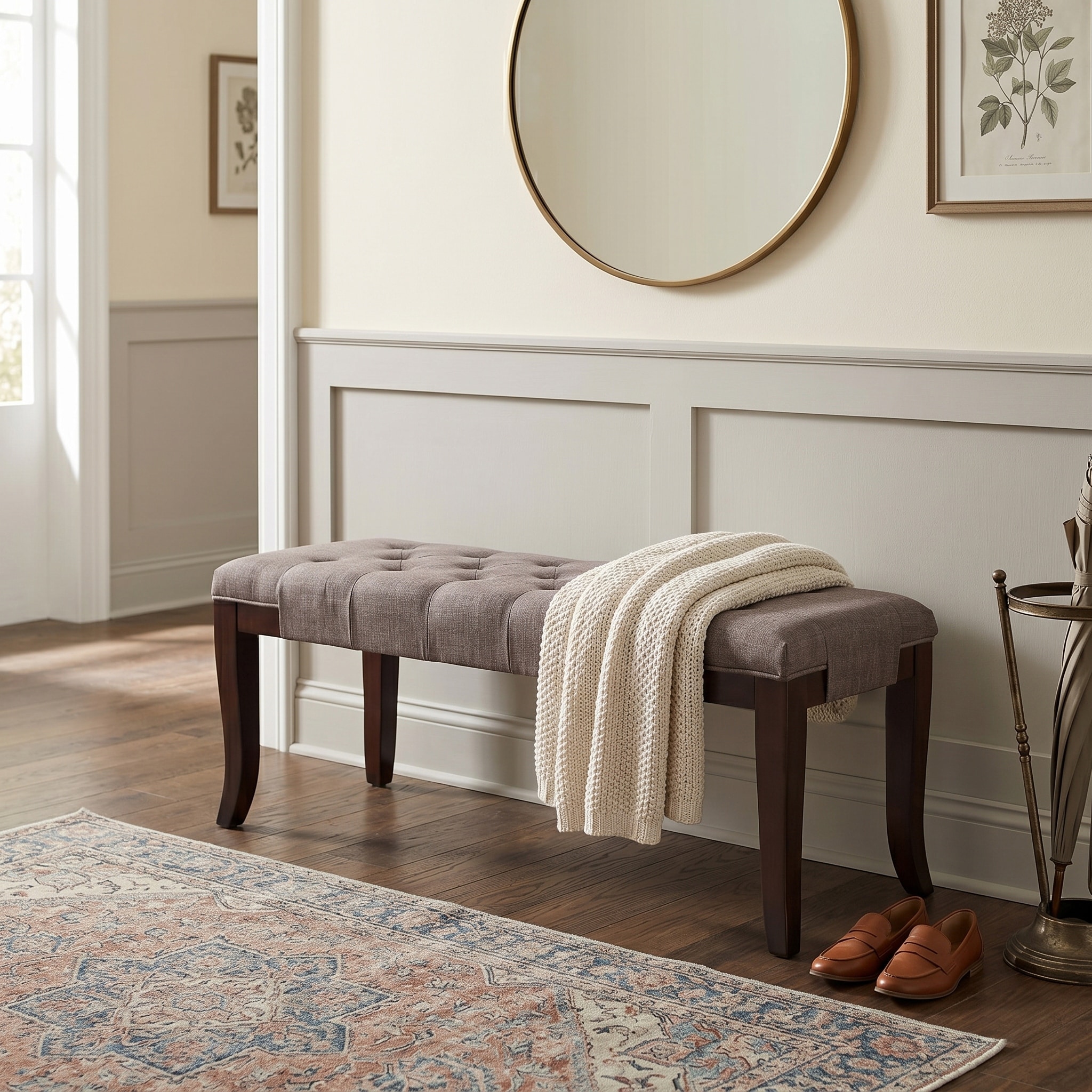Copper Grove Bloodroot Linon Tufted Ottoman Bench