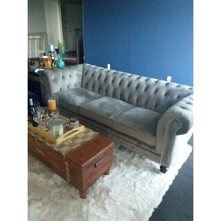 Abbyson Grand Chesterfield Grey Velvet Sofa - Free Shipping Today