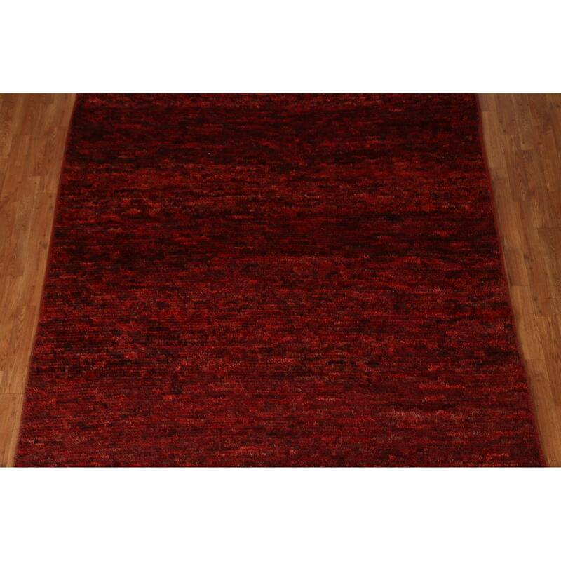 Hand Knotted Oriental 100% Wool Carpet Modern All-Over Red Moroccan Area Rug - 9' 9'' X 6' 9''