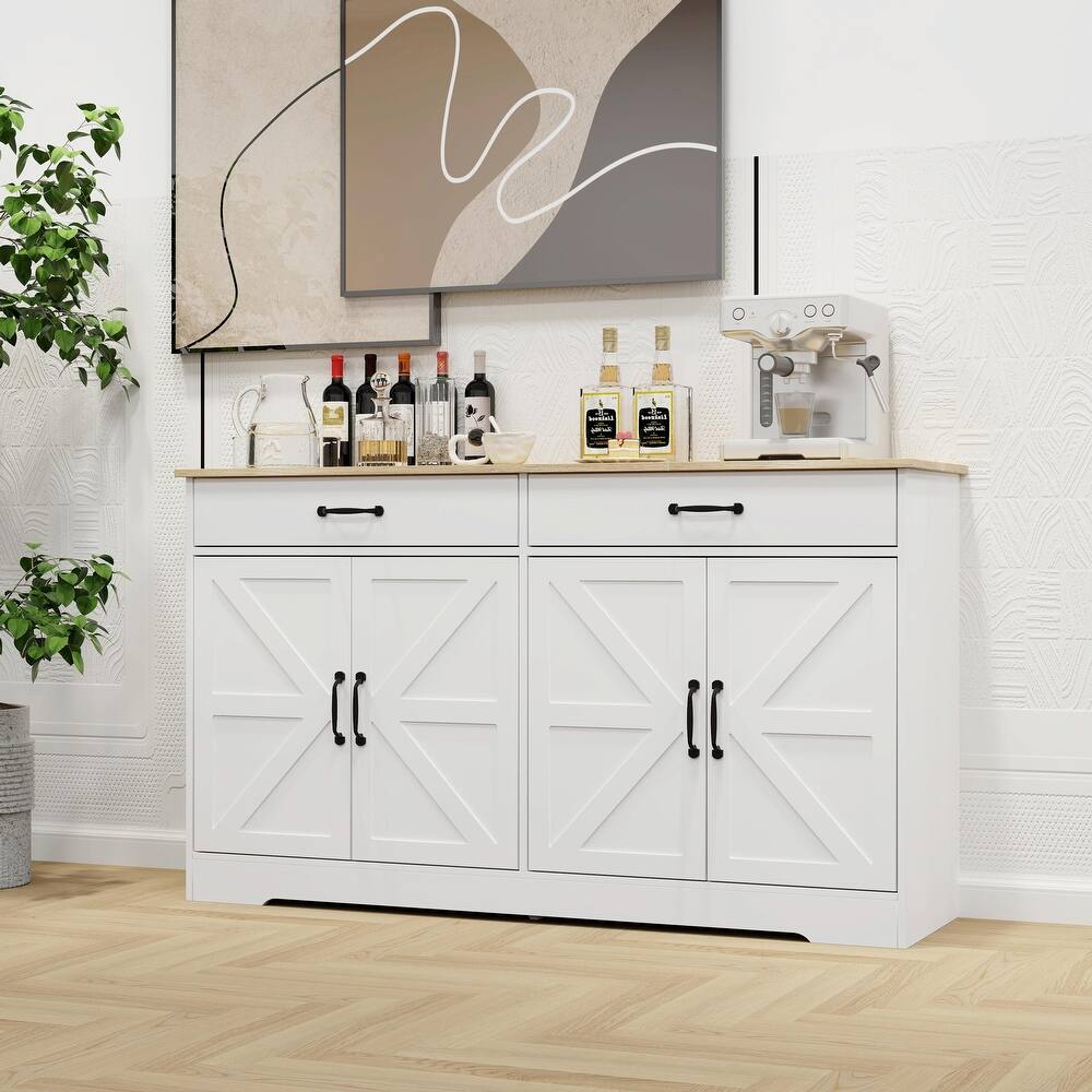 55.91" Large Farmhouse Buffet Cabinet Storage Sideboard