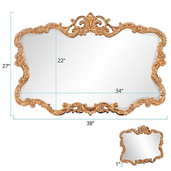 Allan Andrews Gold Ornate Framed Decorative Wall and Accent Mirror - 38"W x 27"H