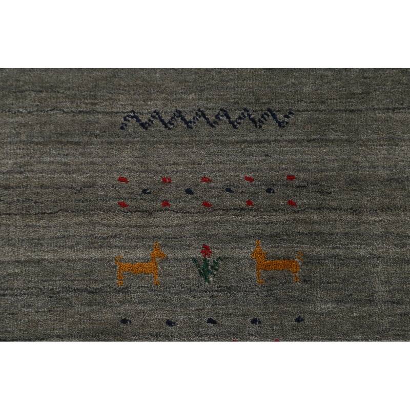 Green & Gray Gabbeh Indian Area Rug Handmade Wool Carpet - 8'2" x 9'10"