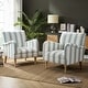 preview thumbnail 1 of 48, HULALA HOME Seip Modern Striped Arm Chair with Spindle Wood Legs Set of 2 BLUE