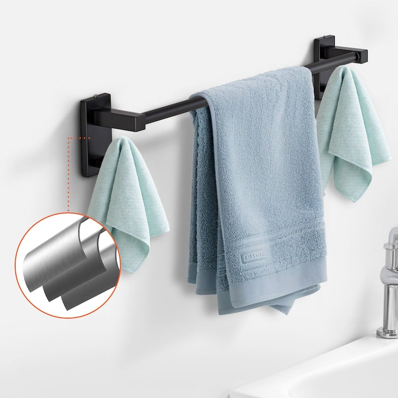 4-Piece Matte Black Bathroom Accessories Set Wall Mounted - 23.43 x 3.94 x 3.15 inch