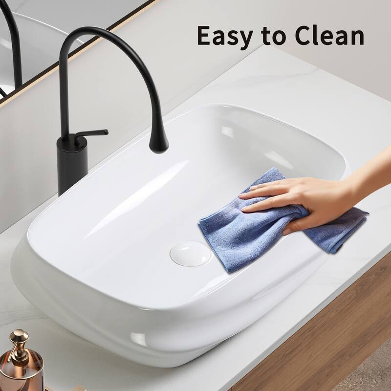 GDFStudio - Arlo Artistry Compact Modern Textured Ceramic Vessel Sink with Bas Relief Surface, No Drain and Faucet Hole