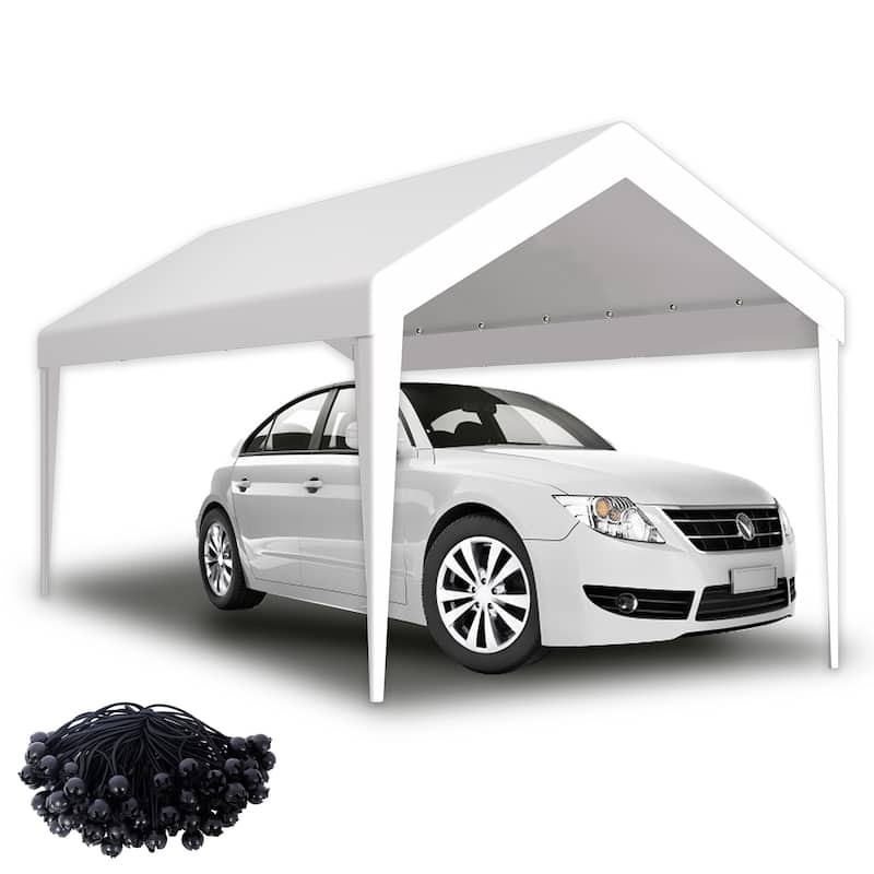 10x20FT Carport Canopy, Waterproof UV Protection, 72 Elastic Buckles