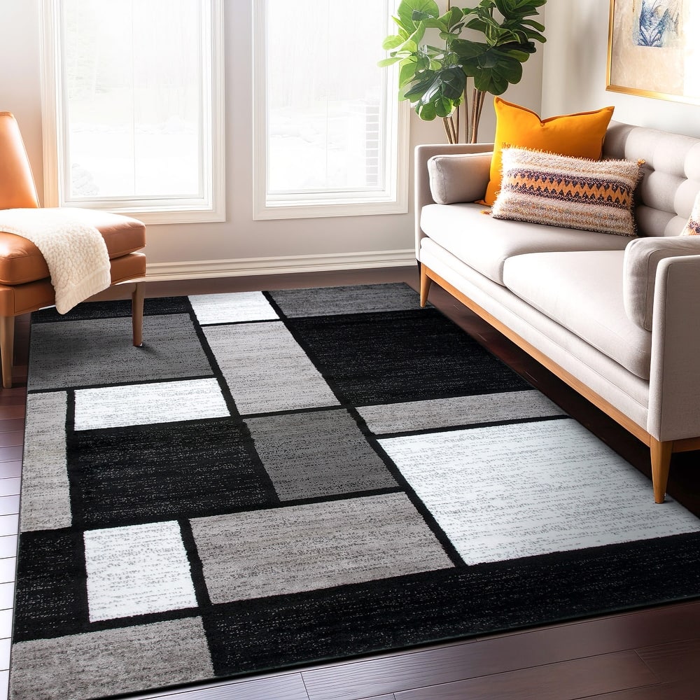 World Rug Gallery Contemporary Modern Boxed Color Block Area Rug