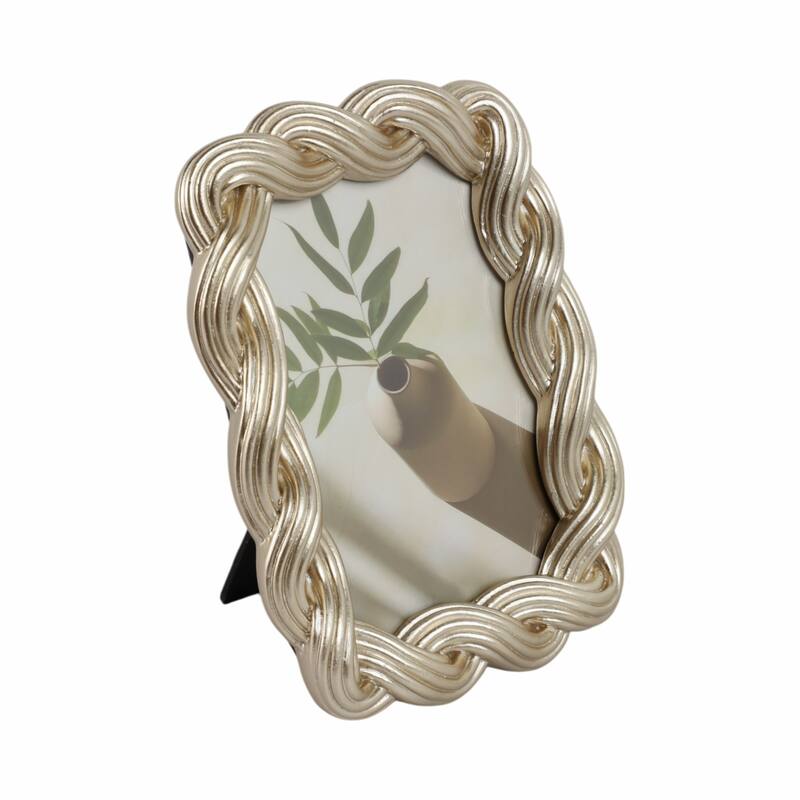 Decorative Resin and Glass Frame Twisted Rope Design - 5"x7", Gold