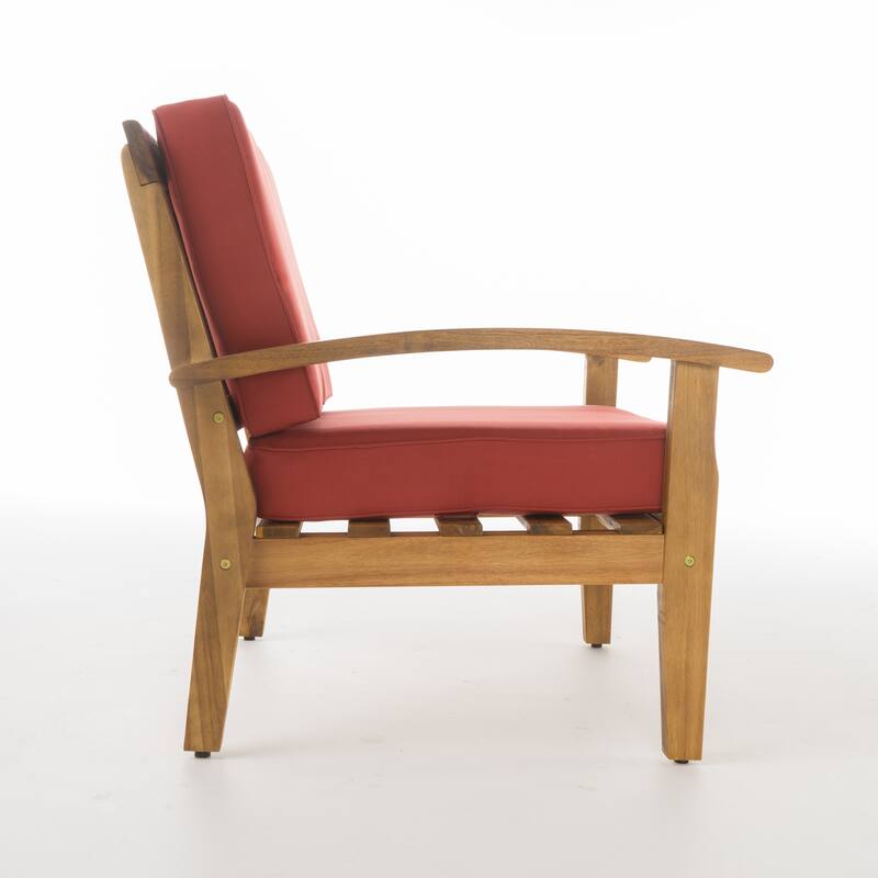 Roomfitters Outdoor Club Chair with Cushions, Durable Acacia Wood Frame and Weather-Resistant Seating