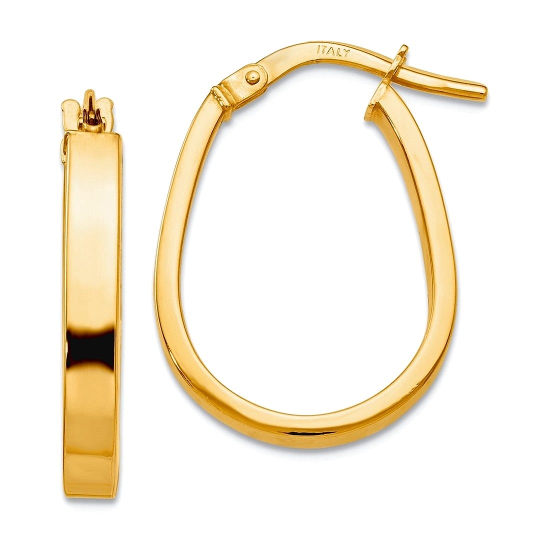 Curata 10k White or Yellow Gold Italian Polished U-shape Hoop Earrings - 22x3mm