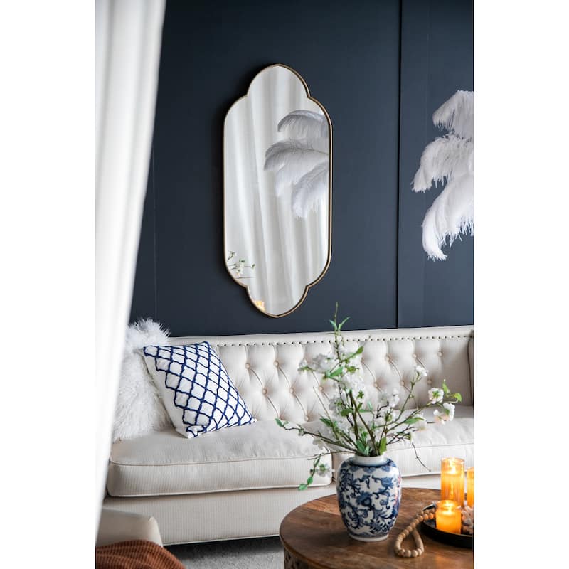 22.4" x 1" x 48" Champagne Gold Decorative Wall Mirror with Notched Edges